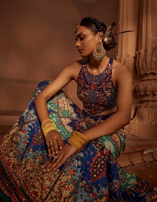 Mehvish Blue Sharara And Blouse by Kalista, available on Indiaspopup.com