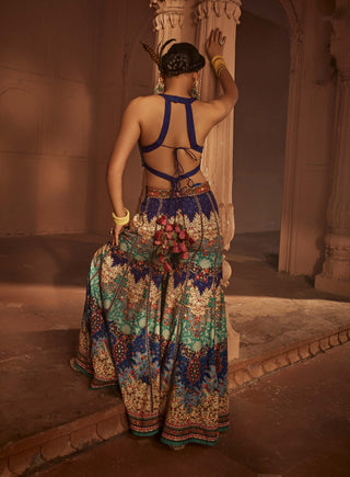 Mehvish Blue Sharara And Blouse by Kalista, available on Indiaspopup.com