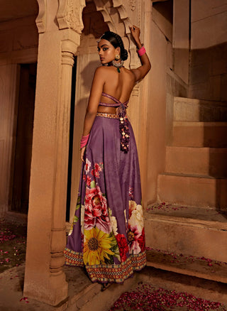 Gulshaad Lilac Sharara And Blouse by Kalista, available on Indiaspopup.com