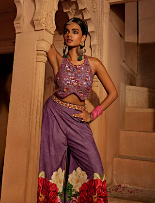 Gulshaad Lilac Sharara And Blouse by Kalista, available on Indiaspopup.com