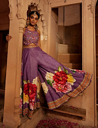 Gulshaad Lilac Sharara And Blouse by Kalista, available on Indiaspopup.com