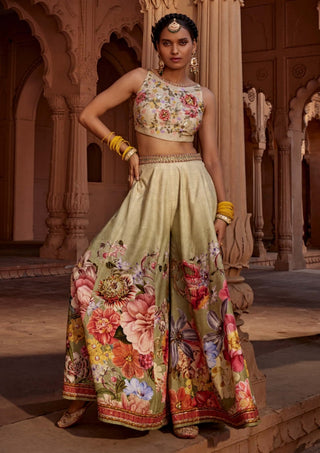 Manya Ivory Sharara And Blouse by Kalista, available on Indiaspopup.com