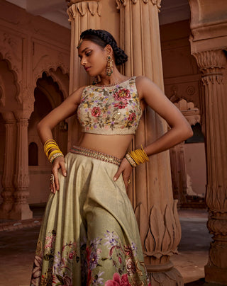 Manya Ivory Sharara And Blouse by Kalista, available on Indiaspopup.com