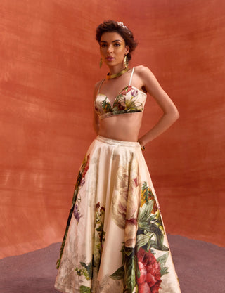 Melinda floral ivory skirt and bustier