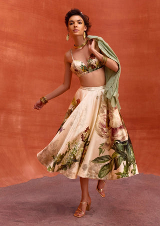 Melinda floral ivory skirt and bustier