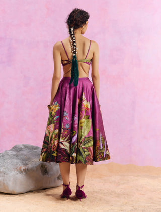 Amelia purple floral skirt and shirt set