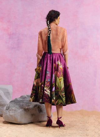 Amelia purple floral skirt and shirt set