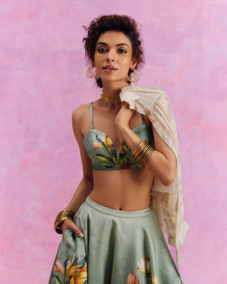 Amelia floral green skirt and bustier