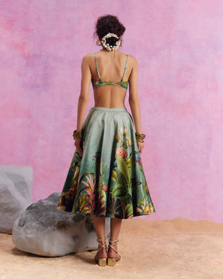 Amelia floral green skirt and bustier