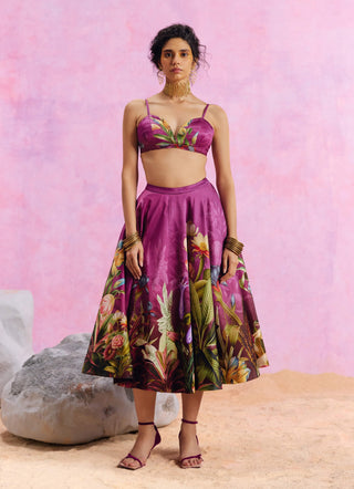 Amelia floral purple skirt and bustier
