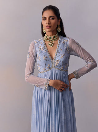 Rehmat Powder Blue Anarkali And Dupatta by Kalista available on Indiaspopup.com