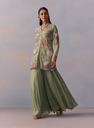 Fidah Sea Green Sharara Set by Kalista available on Indiaspopup.com