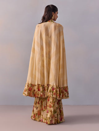 Naira Crème Gharara And Cape Set by Kalista available on Indiaspopup.com