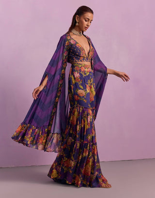 Naira purple gharara and cape set