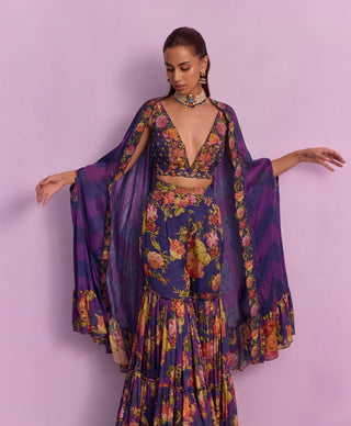 Naira purple gharara and cape set