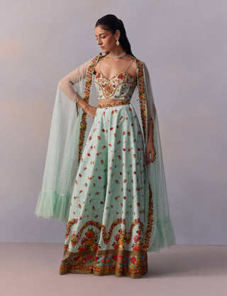 Meher Powder Blue Sharara And Cape Set by Kalista available on Indiaspopup.com