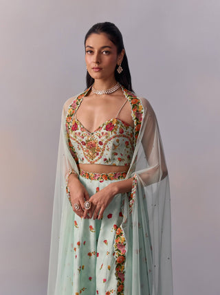 Meher Powder Blue Sharara And Cape Set by Kalista available on Indiaspopup.com