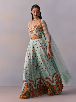 Meher Powder Blue Sharara And Cape Set by Kalista available on Indiaspopup.com