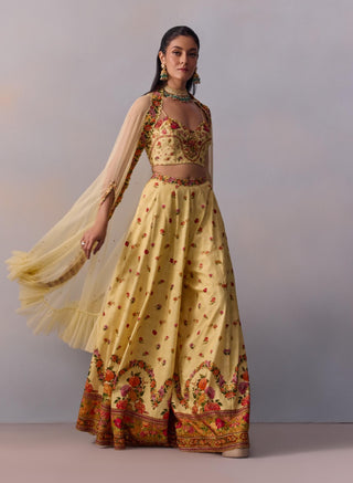 Meher yellow sharara and cape set