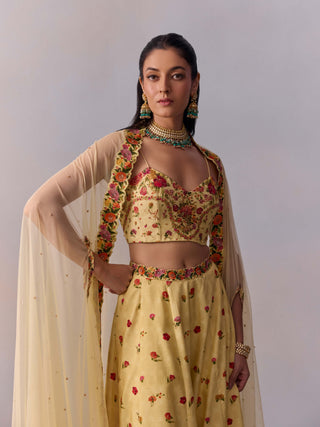 Meher yellow sharara and cape set