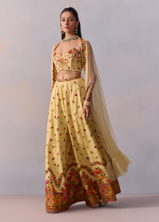 Meher Yellow Sharara And Cape Set by Kalista available on Indiaspopup.com