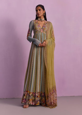 Riah Multicolor Anarkali And Dupatta by Kalista available on Indiaspopup.com