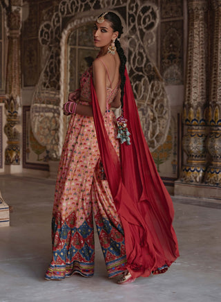 Saima sunset orange sharara set