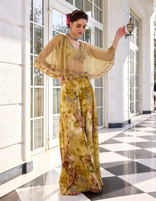 Amaira beige cape and sharara set