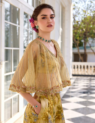 Amaira beige cape and sharara set