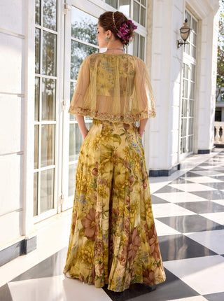 Amaira beige cape and sharara set
