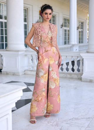 Alysa blush pink jumpsuit and cape