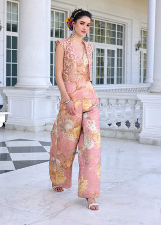 Alysa blush pink jumpsuit and cape