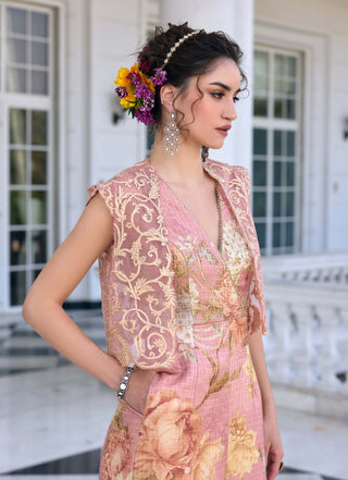 Alysa blush pink jumpsuit and cape