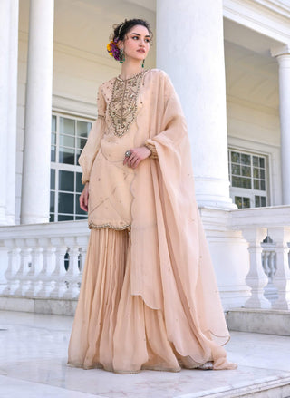 Zainab beige kurta and gharara set