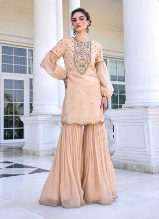 Zainab beige kurta and gharara set