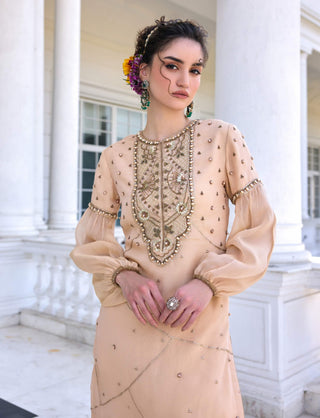 Zainab beige kurta and gharara set