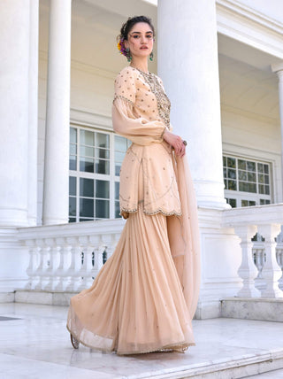 Zainab beige kurta and gharara set