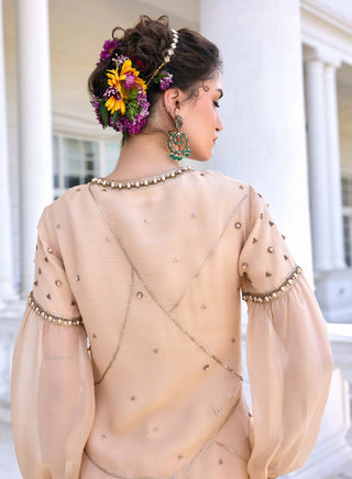Zainab beige kurta and gharara set