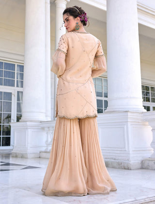 Zainab beige kurta and gharara set