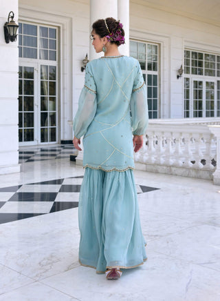 Zainab aqua kurta and gharara set