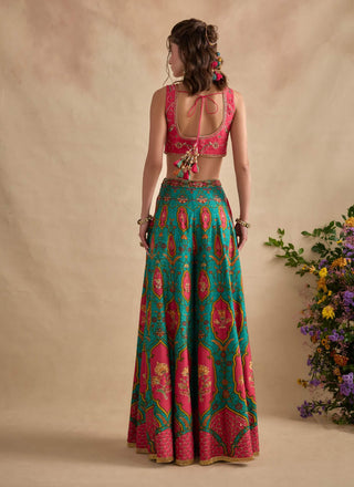 Urja hot pink and sea blue sharara set