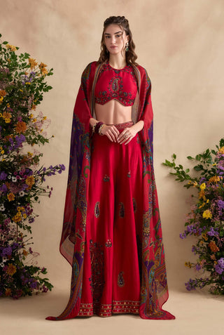Aneeka crimson pink sharara set