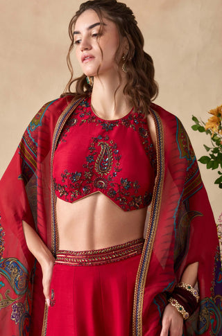 Aneeka crimson pink sharara set