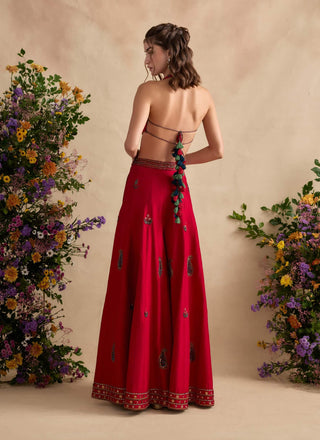 Aneeka crimson pink sharara set