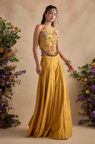 Sonika lemon yellow sharara and blouse