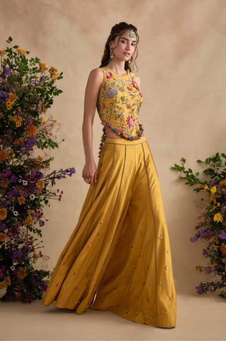 Sonika lemon yellow sharara and blouse