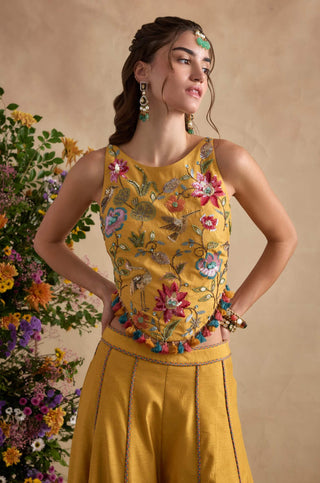 Sonika lemon yellow sharara and blouse