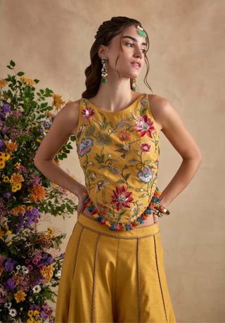 Sonika yellow blouse and sharara