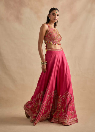 Raiba hot pink sharara set