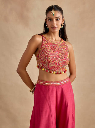 Raiba hot pink sharara set
